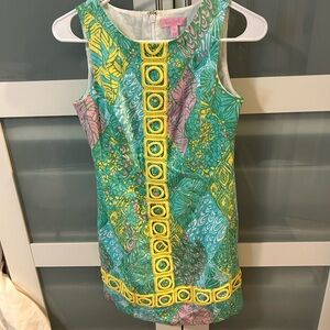 Lilly Pulitzer Teal Green Yellow Pink Embellished Mini Dress